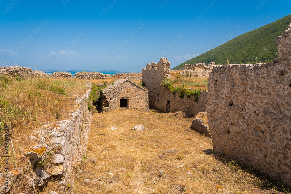 The interior of castle of Grivas in Lefkada ionian island in Greece. It was built in 1807 by Ali Pasha of Ioannina
