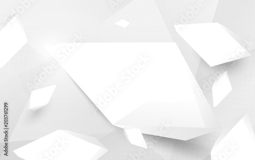 Abstract white 3D crystal broken and haft tone background