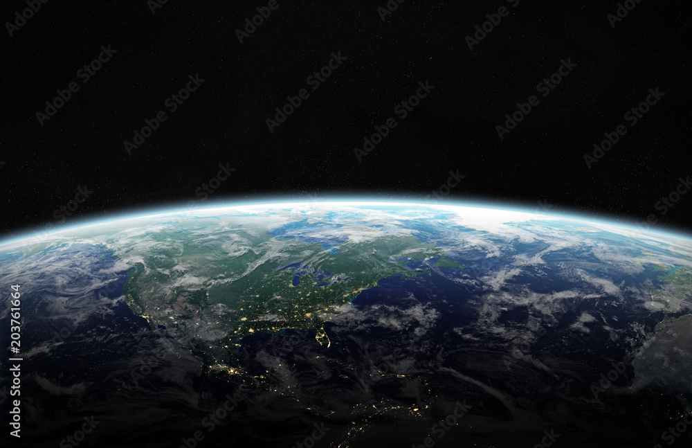 Fototapeta premium View of blue planet Earth in space 3D rendering elements of this image furnished by NASA