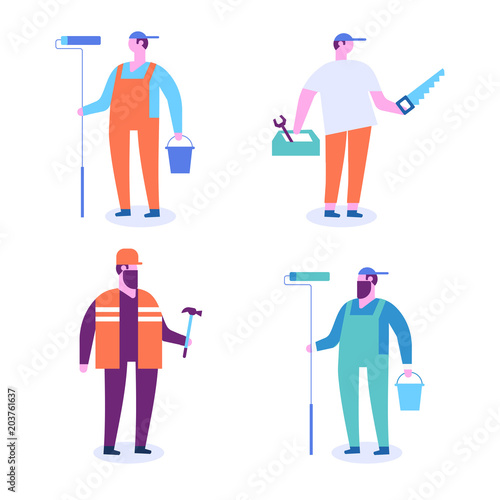People occupations. Workers. Flat vector illustration isolated on white.