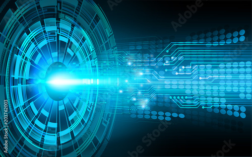 binary circuit board future technology, blue eye cyber security concept background, abstract hi speed digital internet.motion move blur. pixel