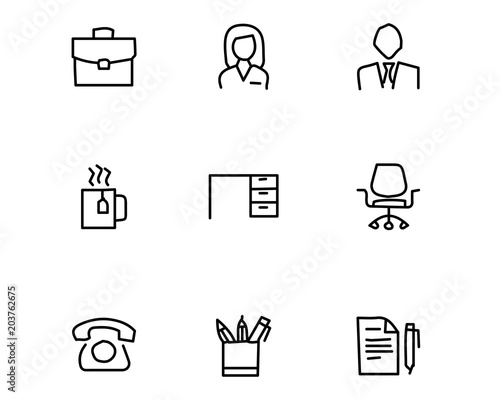 office hand drawn icon set design illustration, hand drawn style design, designed web and app