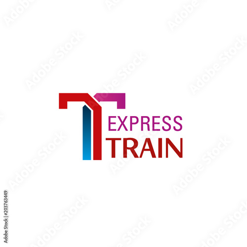 Express train transport letter T vector icon