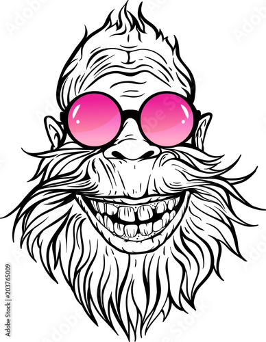 Yeti in rose round sunglasses.