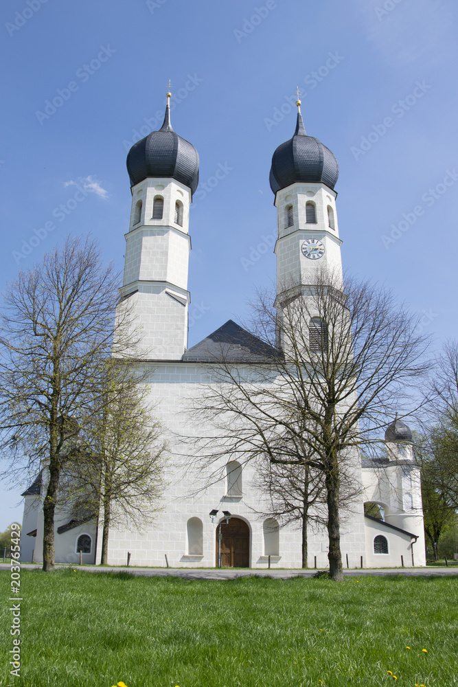 Detail shot of an old Catholic church near Bad Aibling in Bavaria