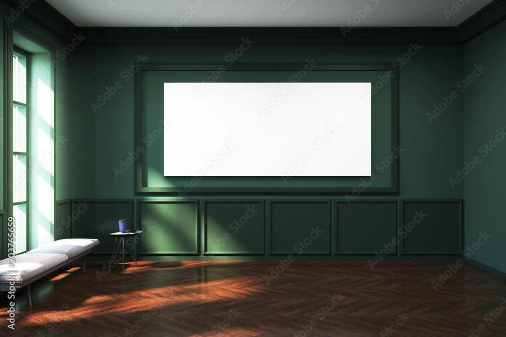 Modern green living-room with billboard Modern green living-room with billboard