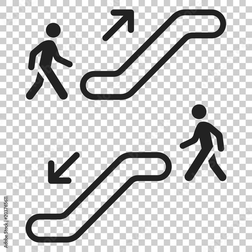 Escalator elevator icon. Vector illustration on isolated transparent background. Business concept escalator pictogram.