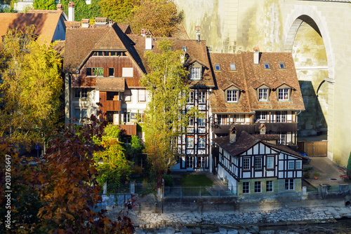 Bridge over Aare and traditional house, Bern, Switzerland photo