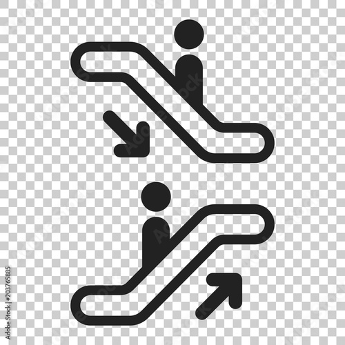 Escalator elevator icon. Vector illustration on isolated transparent background. Business concept escalator pictogram.