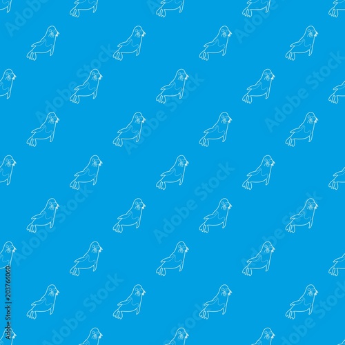 Fur seal pattern vector seamless blue repeat for any use