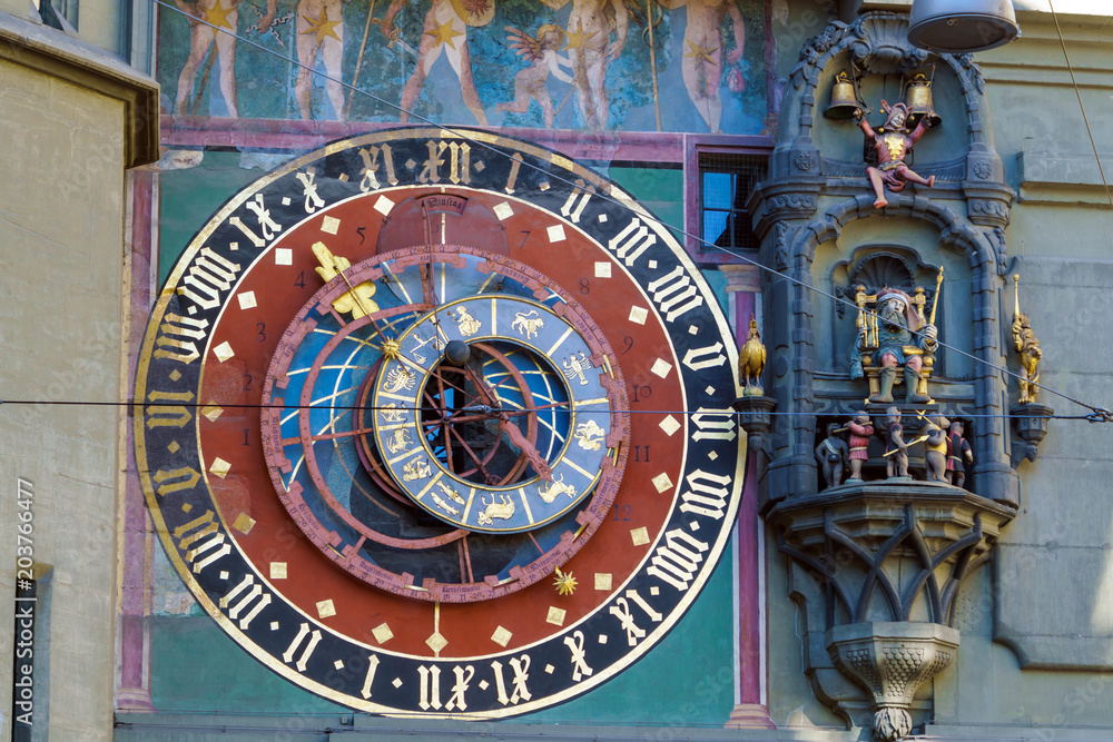 Astronomical dial of the Zytglogge, medieval clock tower, Bern, Switzerland