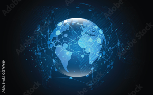 Global network connection World map abstract technology background global business innovation concept photo