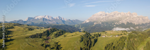 Great landscape on the Dolomites. View on Sella group and Marmolada. Alta Badia  Sud Tirol  Italy