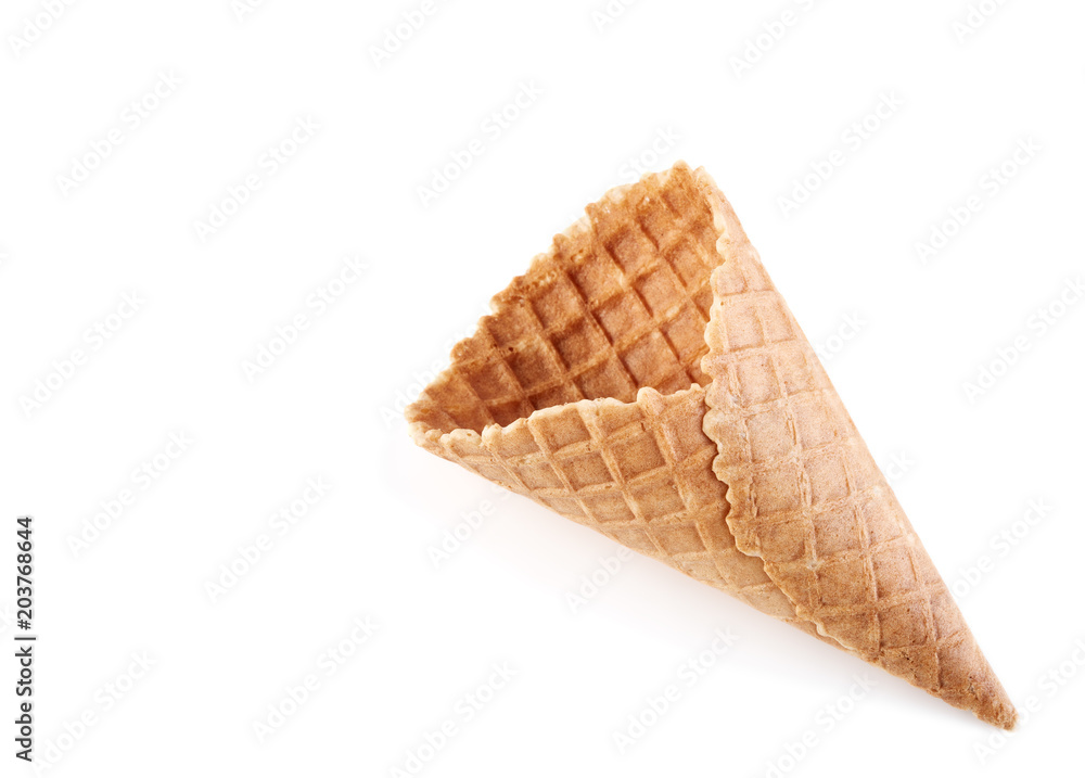 waffle ice cream cone isolated on white background Stock Photo | Adobe ...