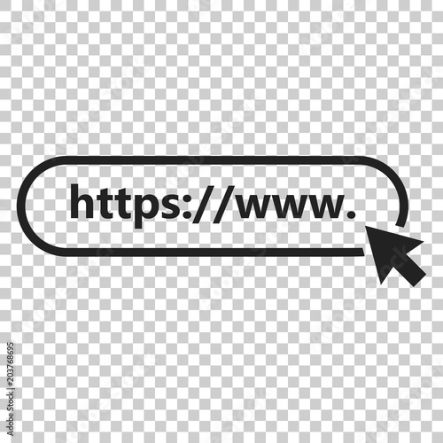 Address and navigation bar icon. Vector illustration on isolated transparent background. Business concept search www https pictogram.