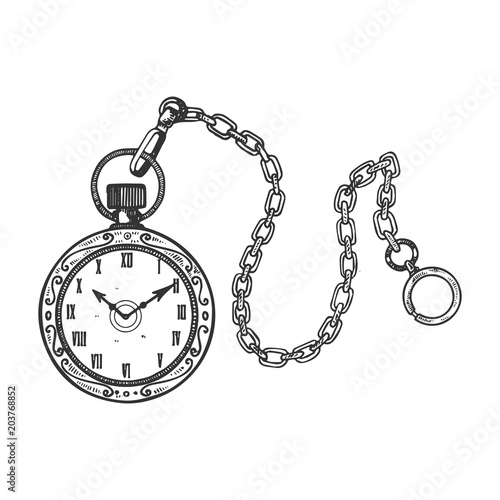 Old fashioned clock engraving vector photo