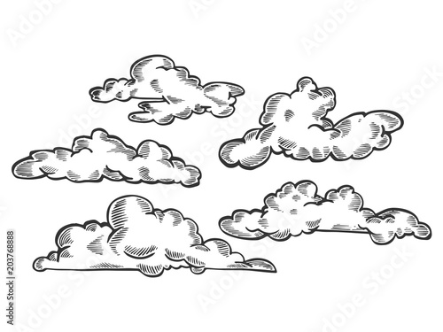 Clouds engraving vector illustration