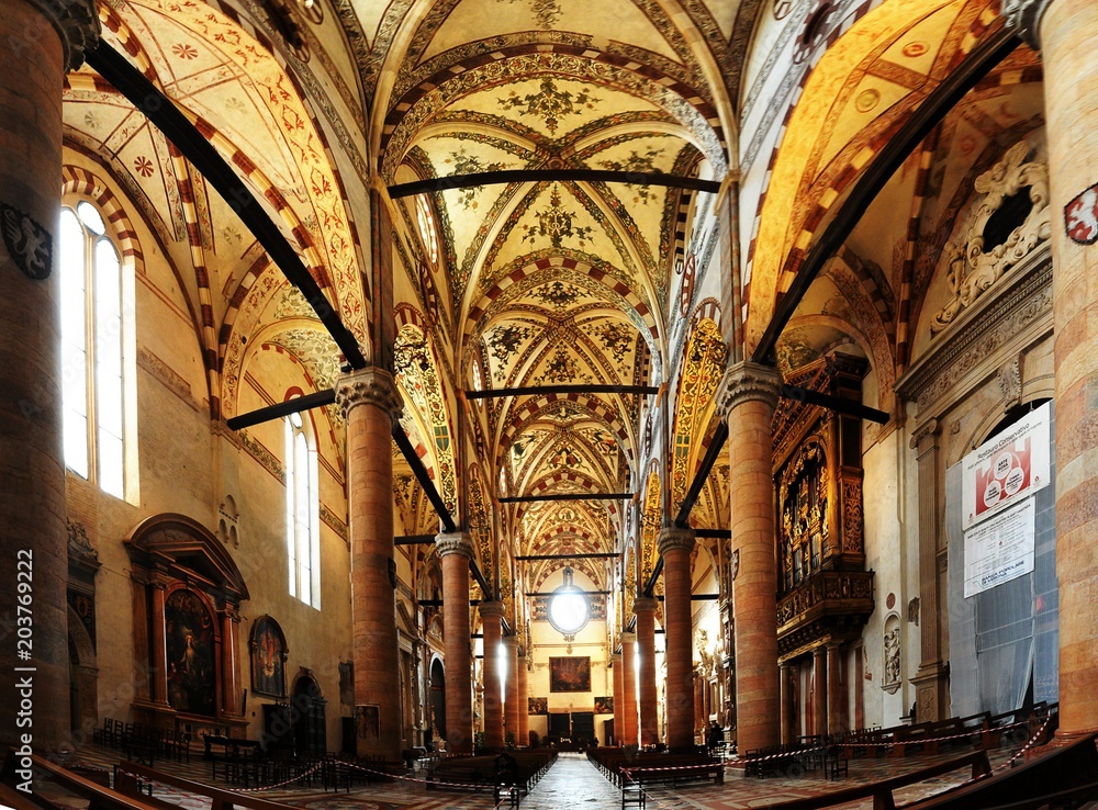 Anastasia church; interior of the church in Verona