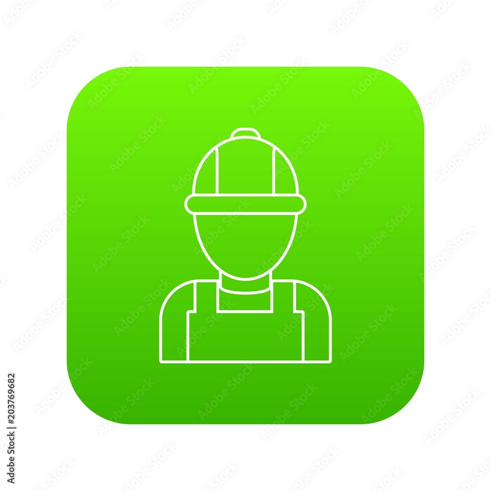 Man mechanic icon green vector isolated on white background Man mechanic icon green vector isolated on white background