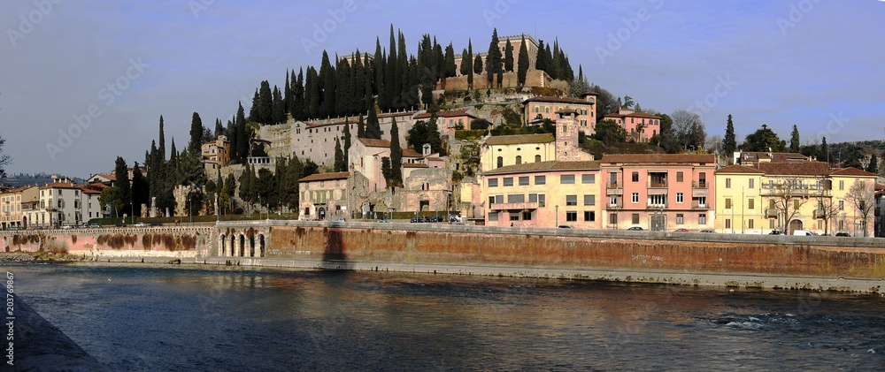 Verona skyline shot across the river