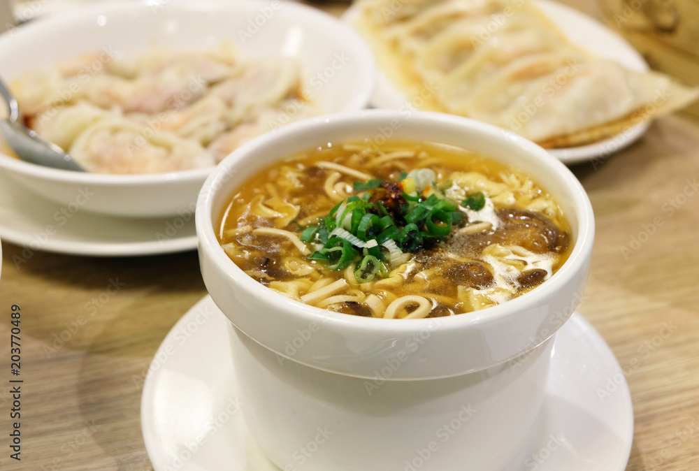 chinese soup, crab and mushroom