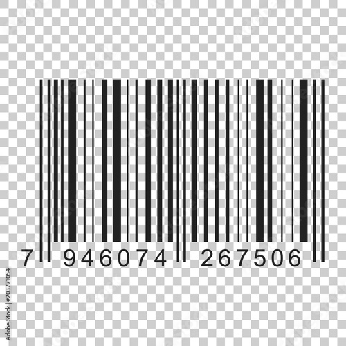 Barcode product distribution icon. Vector illustration on isolated transparent background. Business concept barcode pictogram.