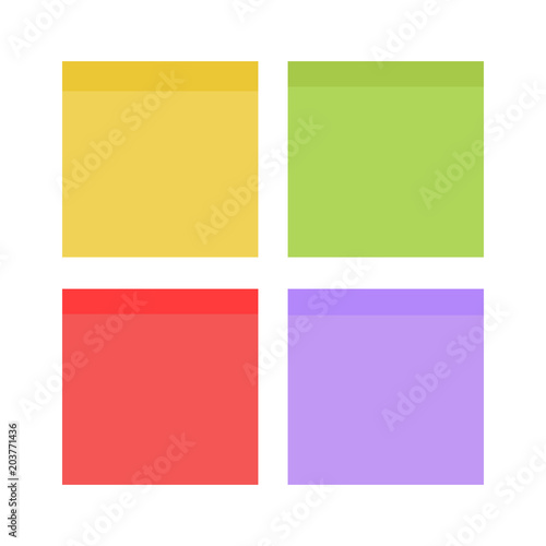 Multicolor notes post. Colored sticky note set. Post note paper vector