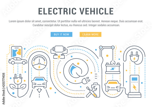 Website Banner and Landing Page of Electric Vehicle.