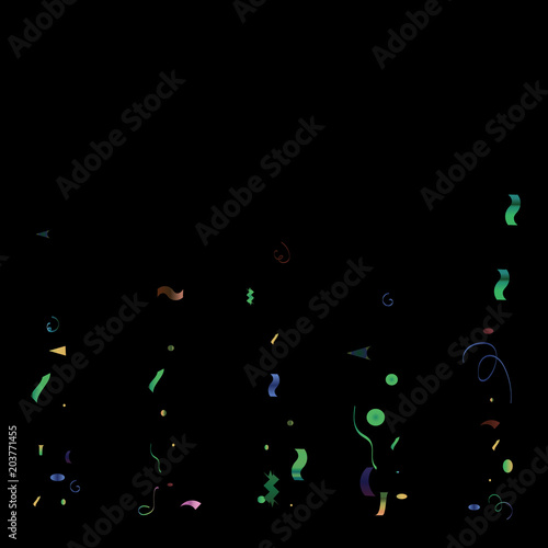 Trendy Xmas Party Tinsel Vector Foil Confetti Cool Foil Border Fireworks Explosion, Blast, Burst, New Year, Christmas, Birthday Celebration. Cool Summer Coctail Party Colored Gradient Tinsel Confetti.