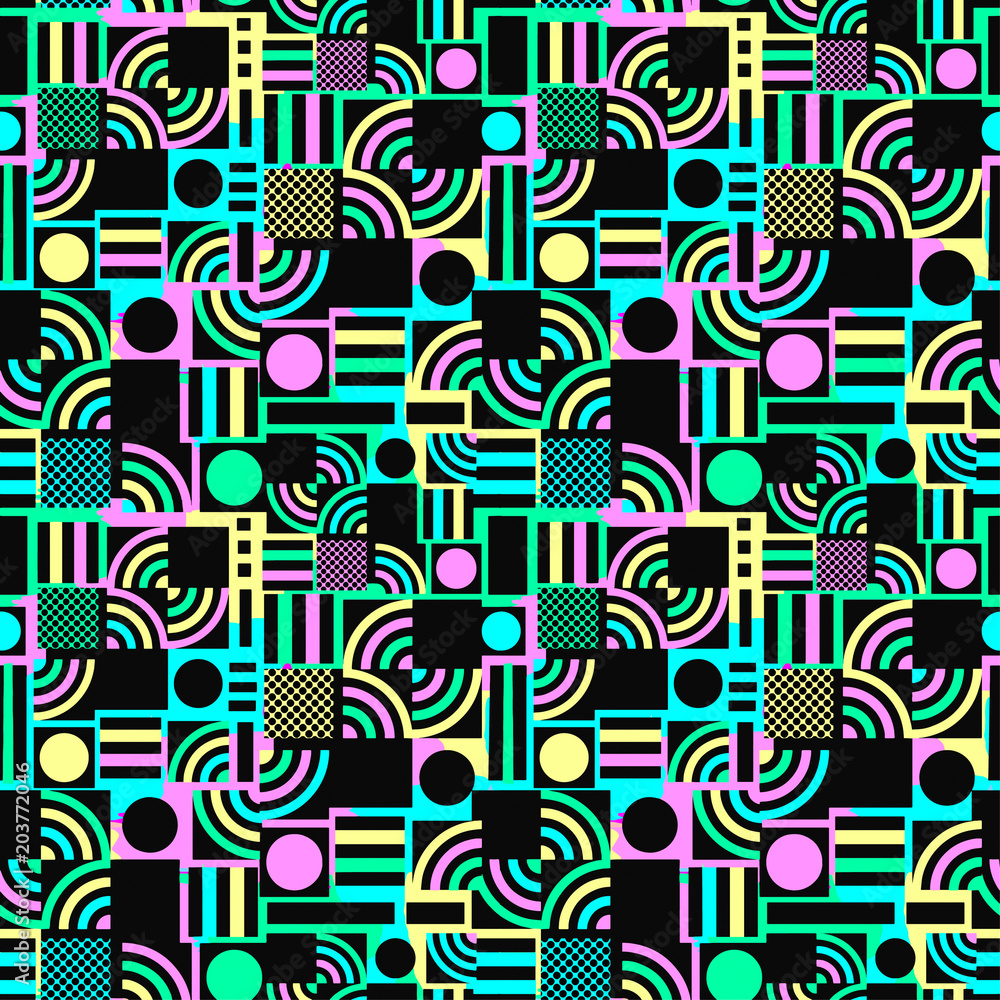 Memphis style hand drawn textured seamless pattern. Memphis style hand drawn textured seamless pattern.