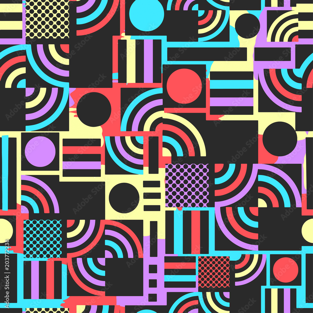 Memphis style hand drawn textured seamless pattern. Memphis style hand drawn textured seamless pattern.
