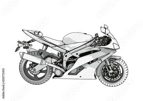 sketch of a sport motorcycle vector