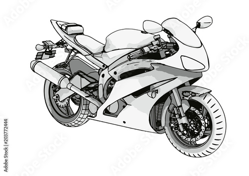 sketch of a sport motorcycle vector