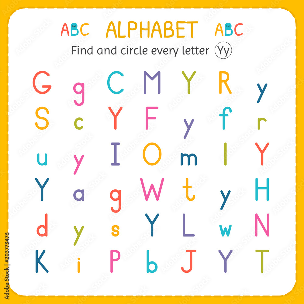Find and circle every letter Y. Worksheet for kindergarten and preschool. Exercises for children Find and circle every letter Y. Worksheet for kindergarten and preschool. Exercises for children