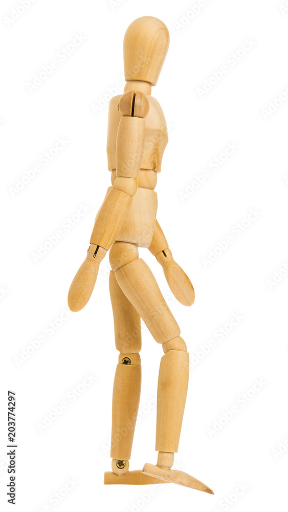 walking step of wooden figure walking step of wooden figure