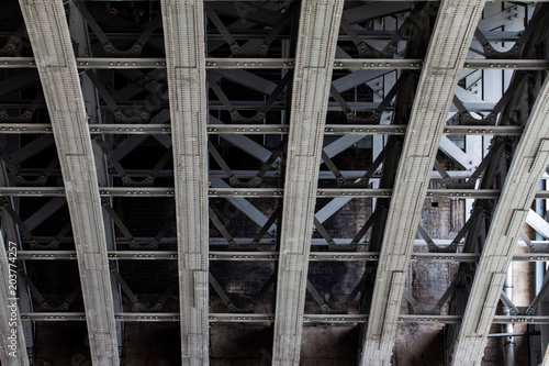 Steelwork structure under a bridge