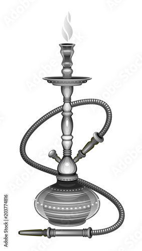 Silver hookah on a white background