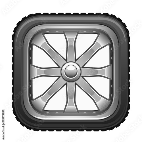 Square wheel on a white background
