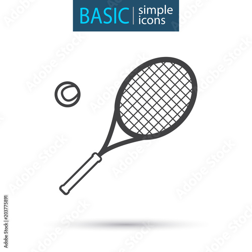 Sport equipment simple tennis racket icon
