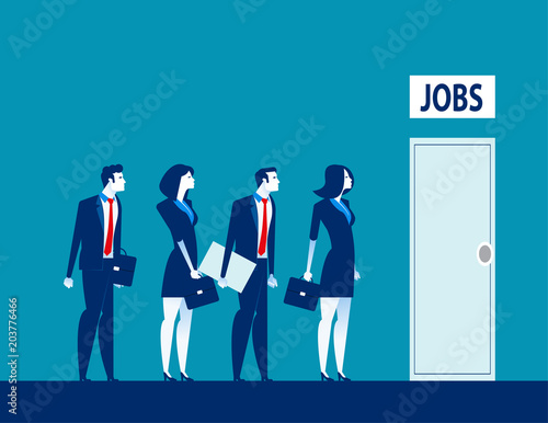Unemployment the digital age. Competition of people for jobs. Concept business technological revolution vector illustration