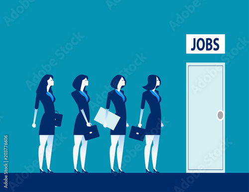 Unemployment the digital age. Competition of people for jobs. Concept business technological revolution vector illustration