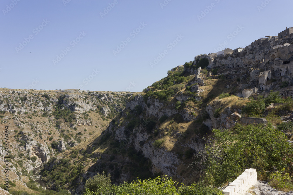 scenic landscape surrounding Matera city in Italy scenic landscape surrounding Matera city in Italy