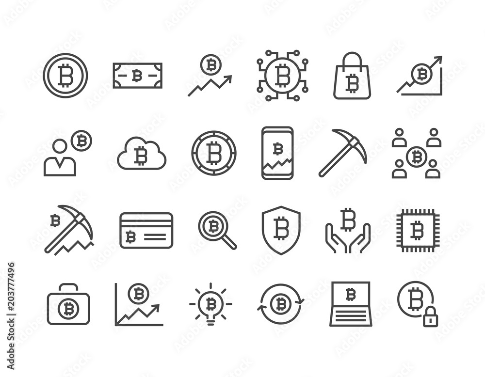 Set of Bitcoin Crypto currency icons Editable Stroke. 48x48 Pixel Perfect Set of Bitcoin Crypto currency icons Editable Stroke. 48x48 Pixel Perfect