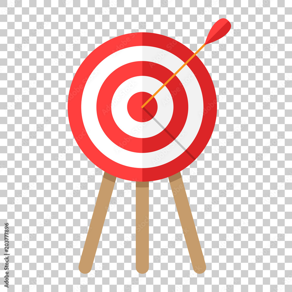 Target aim vector icon in flat style. Darts game illustration on isolated transparent background. Dartboard sport target concept. Target aim vector icon in flat style. Darts game illustration on isolated transparent background. Dartboard sport target concept.