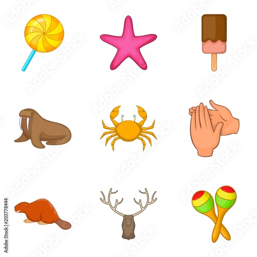 Domesticate fauna icons set. Cartoon set of 9 domesticate fauna vector icons for web isolated on white background