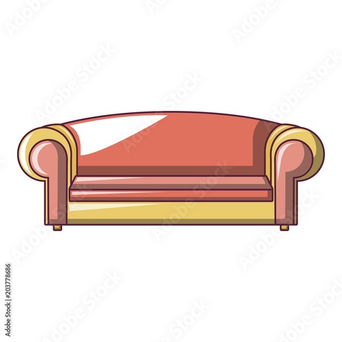 Red sofa icon. Cartoon of red sofa vector icon for web design isolated on white background