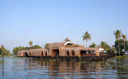Houseboat on backwaters in Kerala, South India photo