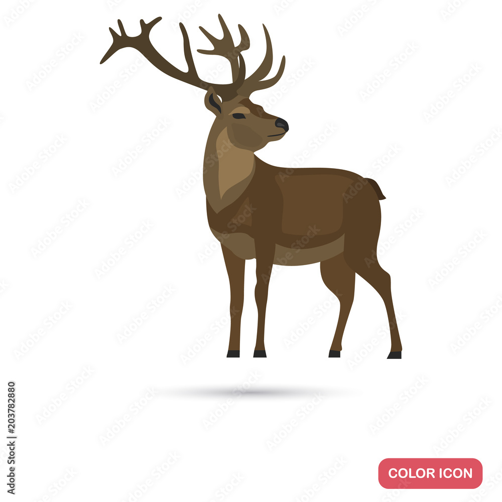 Obraz Ikona płaski kolor męskiego jelenia do projektowania stron internetowych i mobilnych