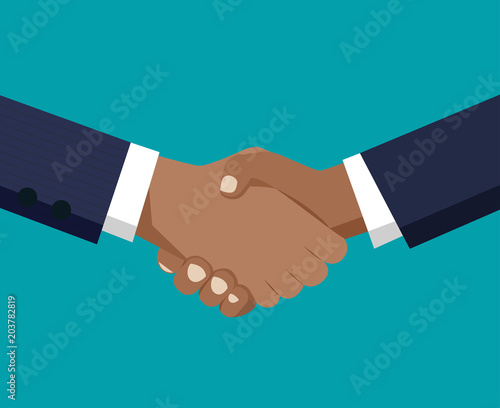 Handshake of afro american business partners.Vector flat style illustration