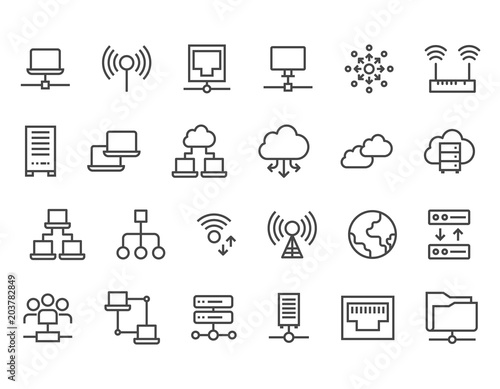 Set of Network Icons vector icons.Editable Stroke.Pixel Perfect 48x48 Size Icons